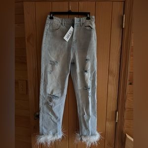 12th tribe jeans S feather trimmed